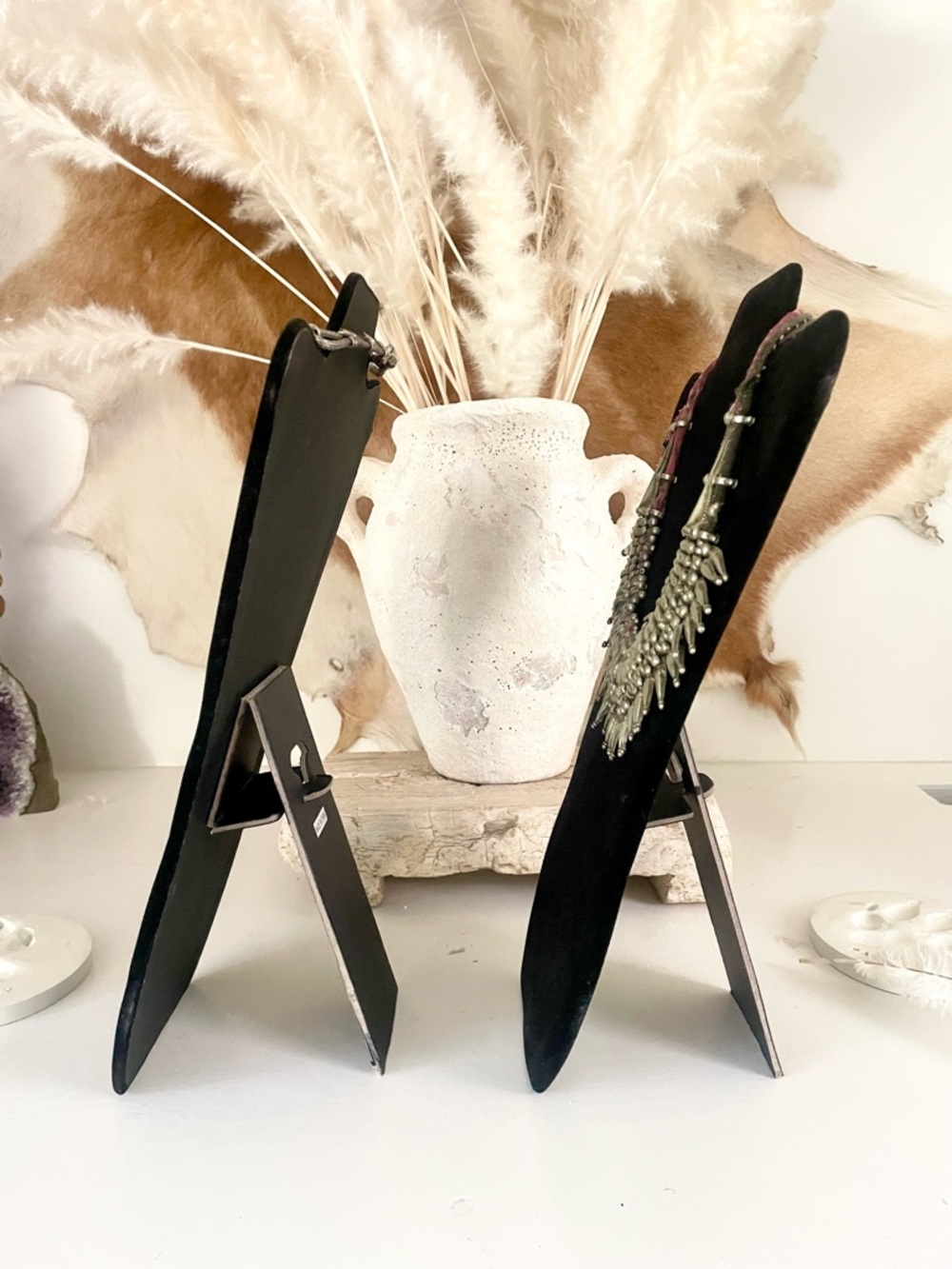 SET OF 2 Black Velvet Necklace Stand Display - Picture 3 of 6